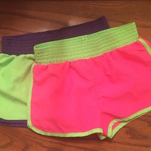 Lot of 2 pair Neon Girls Swim Cover Up Shorts